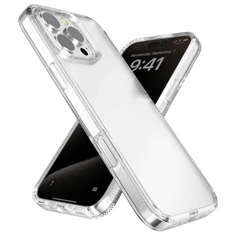 G Style For iPhone 15 Pro Case 2.0mm Back Protective TPU+PC Phone Cover - Transparent