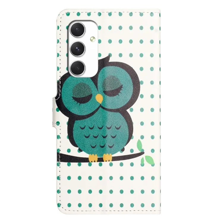 Für Samsung Galaxy A16 5G / A16 4G Case Pattern Print PU Leder Brieftasche Handyhülle - Punkte Eule