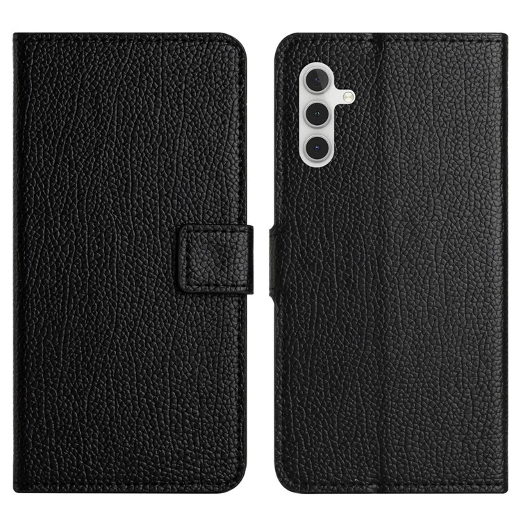For Samsung Galaxy A16 5G / A16 4G Case PU Leather Wallet Phone Cover Litchi Texture, Black