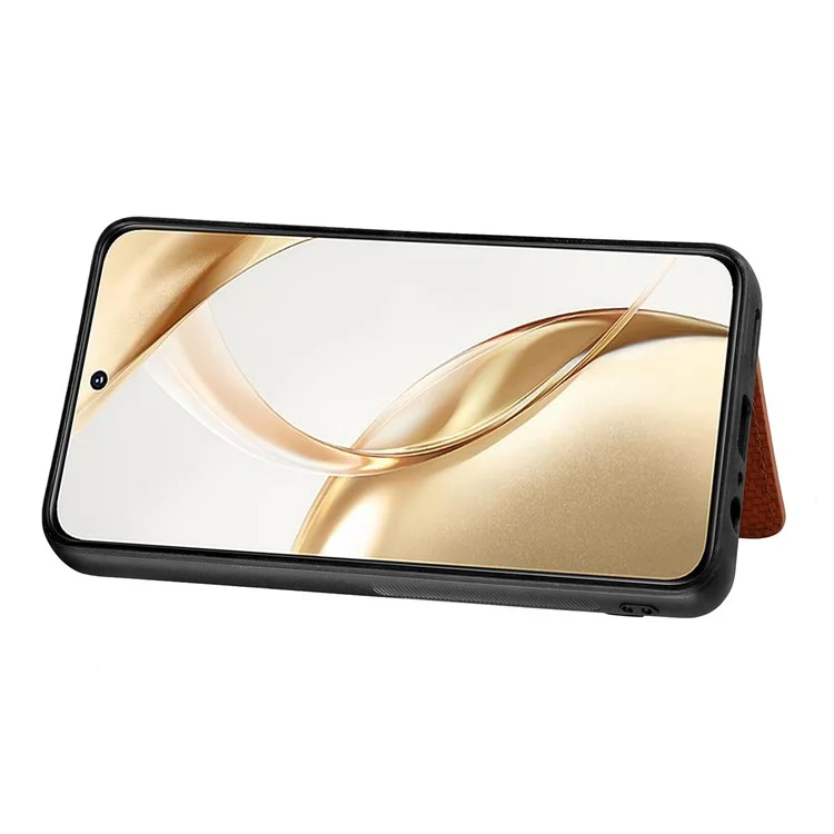 Étui C1-02 For Honor 200 5G avec support pour carte, en fibre de carbone, cuir, PC et TPU - Noir