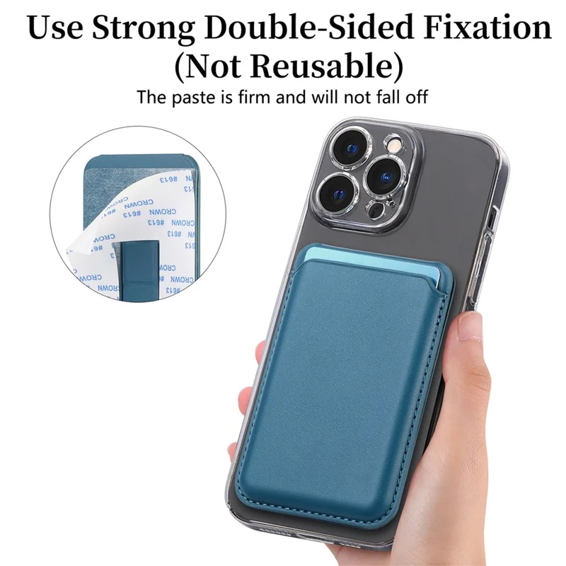 KB-63 Adhesive Phone Card Bag Wallet Kickstand Leather Phone Card Holder - Blue