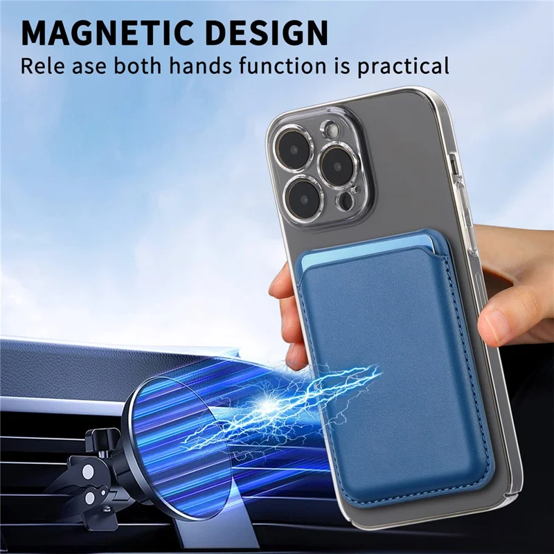 KB-63 Adhesive Phone Card Bag Wallet Kickstand Leather Phone Card Holder - Blue