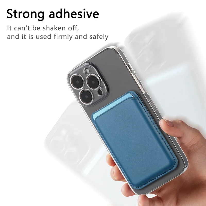 KB-63 Adhesive Phone Card Bag Wallet Kickstand Leather Phone Card Holder - Blue