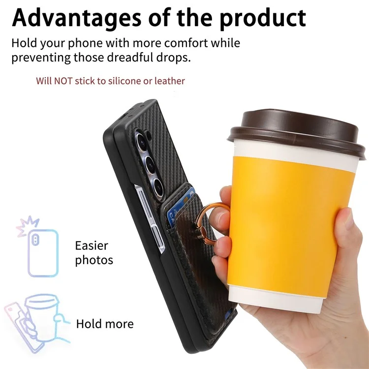 For Samsung Galaxy Z Fold6 5G Case Leather+PC Phone Cover with Magnetic Card Bag and Screen Film - Black