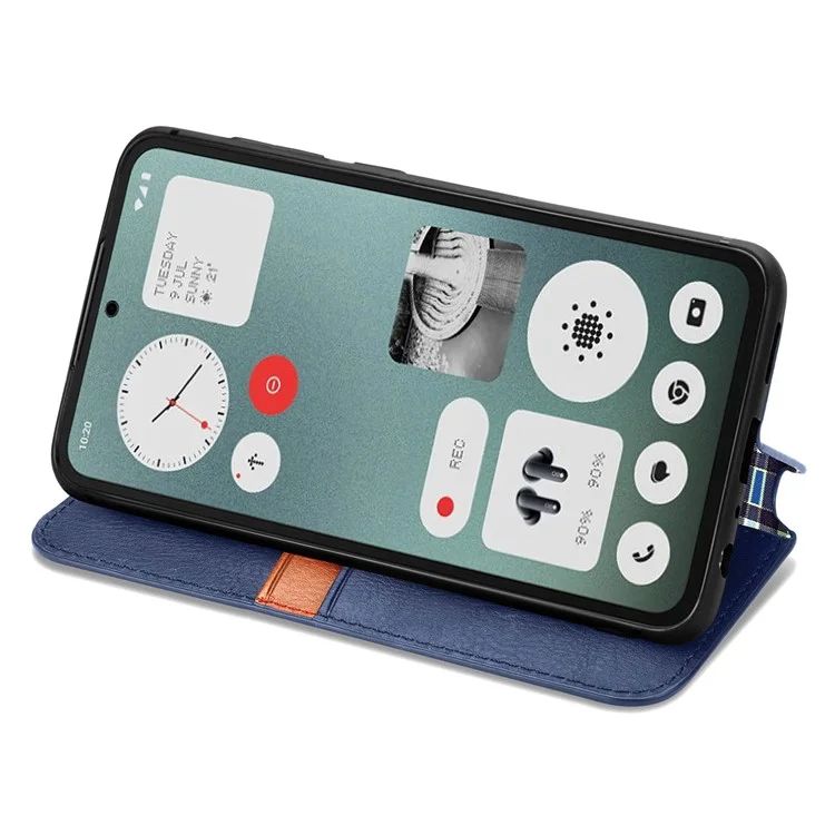 For Nothing CMF Phone 1 Case Rhombus Imprint PU Leather Phone Wallet Cover - Azul