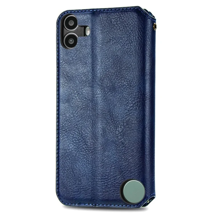 For Nothing CMF Phone 1 Case Rhombus Imprint PU Leather Phone Wallet Cover - Azul