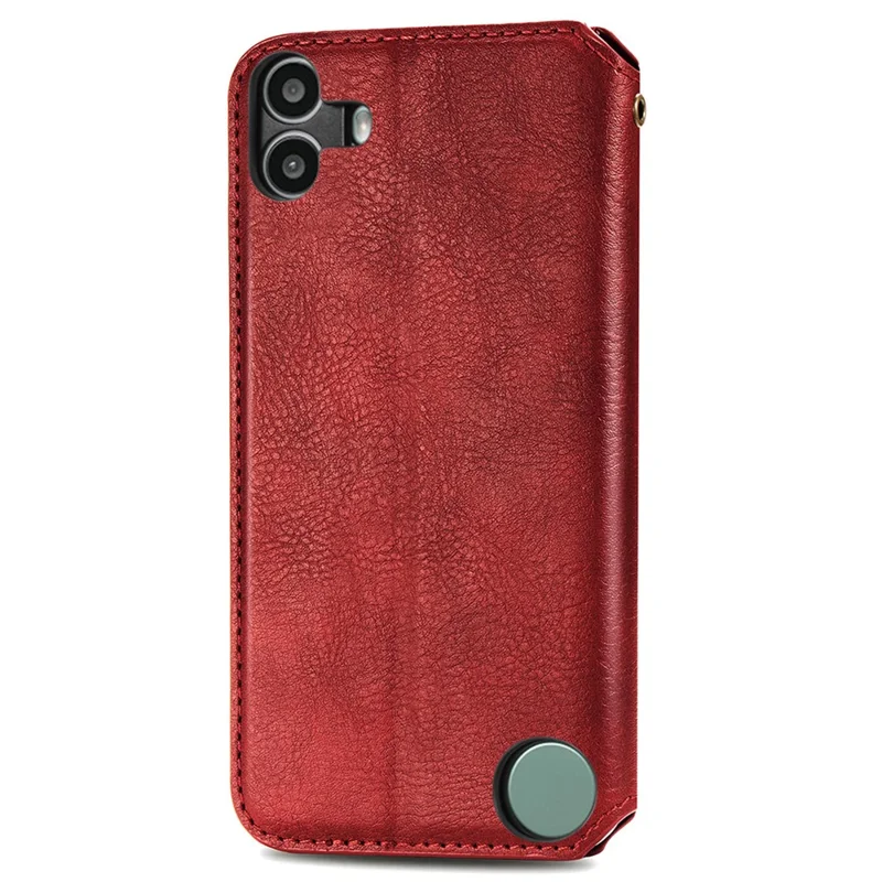 For Nothing CMF Phone 1 PU Leather Case Rhombus Imprint Wallet Stand Phone Cover - Red
