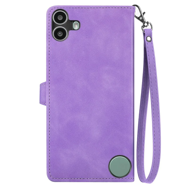 For Nothing CMF Phone 1 Zipper Wallet Case with Strap Flower Imprint PU Leather Phone Cover - Light Purple