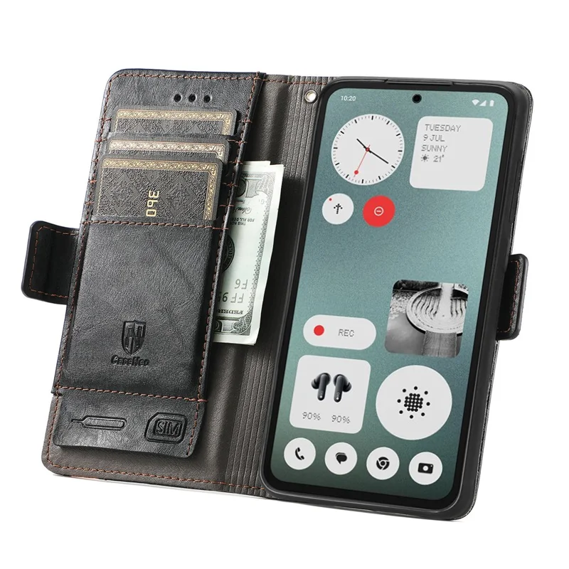 For Nothing CMF Phone 1 Phone Cases CASENEO PU Leather Cover Stand with RFID Blocking Wallet - Black
