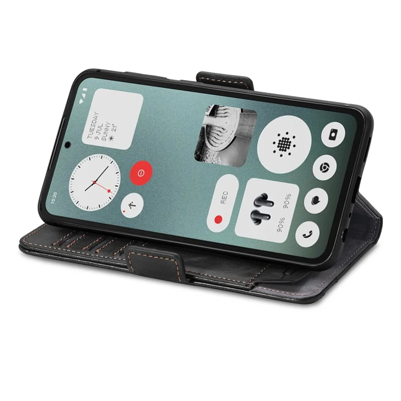 For Nothing CMF Phone 1 Phone Cases CASENEO PU Leather Cover Stand with RFID Blocking Wallet - Black