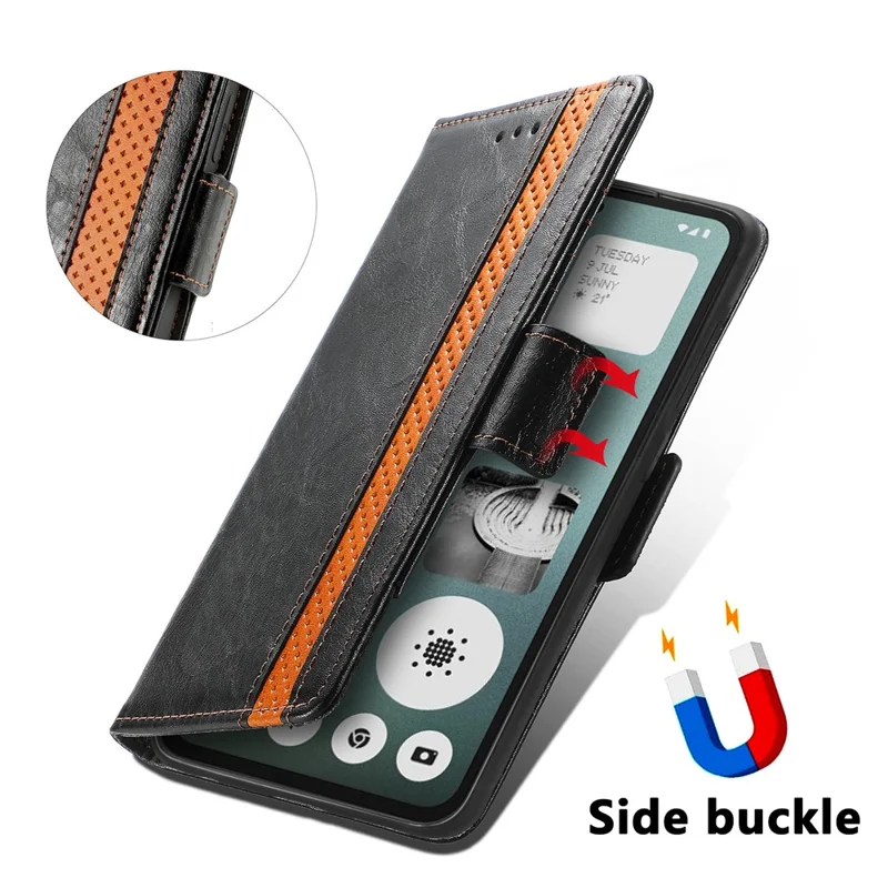 For Nothing CMF Phone 1 Phone Cases CASENEO PU Leather Cover Stand with RFID Blocking Wallet - Black