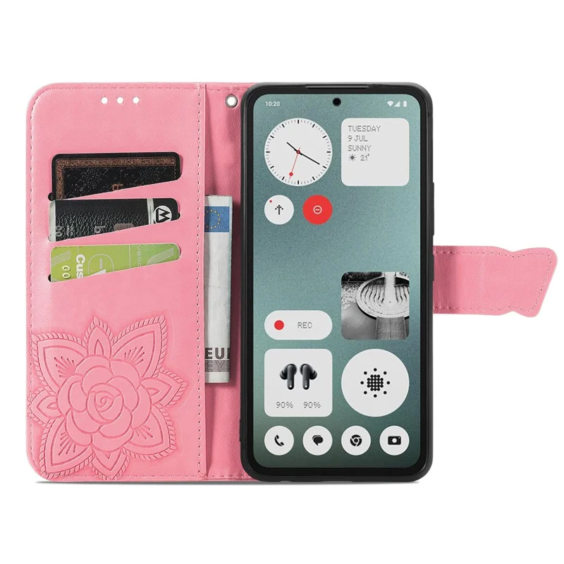 For Nothing CMF Phone 1 Case PU Leather Wallet Phone Cover Butterfly Pattern - Pink