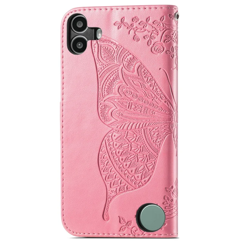 For Nothing CMF Phone 1 Case PU Leather Wallet Phone Cover Butterfly Pattern - Pink