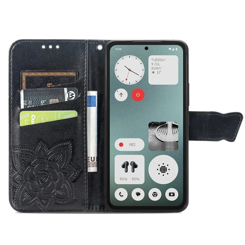 Voor Nothing CMF Phone 1 Hoesje PU Leren Portemonnee Hoesje met Vlinderpatroon - Zwart