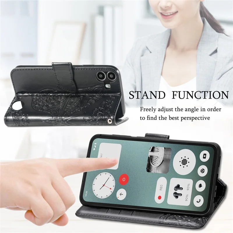 Voor Nothing CMF Phone 1 Hoesje PU Leren Portemonnee Hoesje met Vlinderpatroon - Zwart