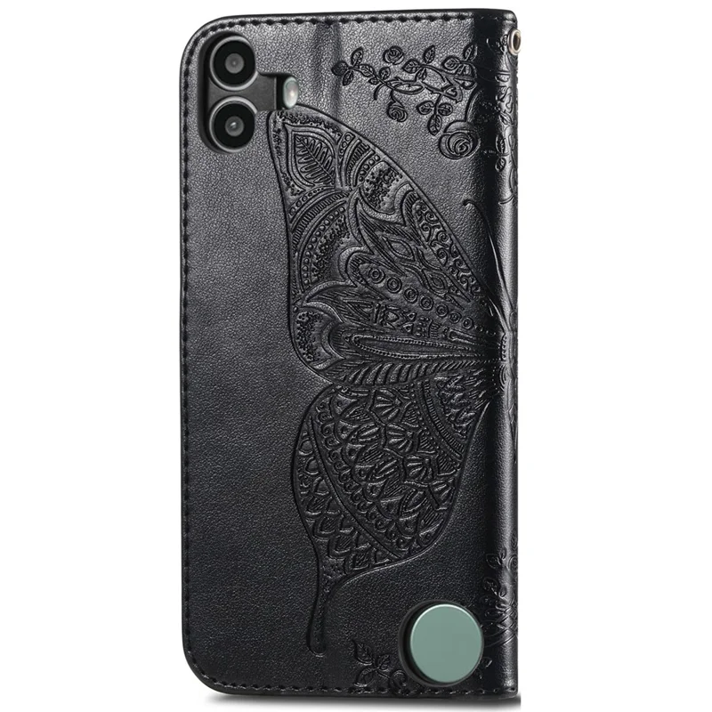 Voor Nothing CMF Phone 1 Hoesje PU Leren Portemonnee Hoesje met Vlinderpatroon - Zwart