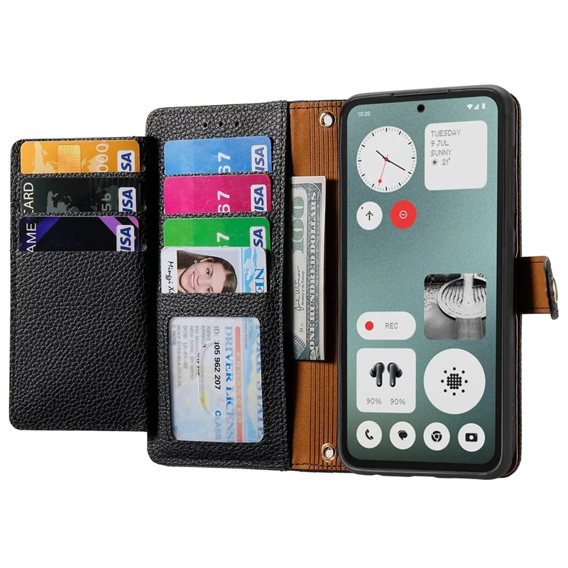 For Nothing CMF Phone 1 Case RFID Blocking Leather Phone Cover with Zipper Pocket - Black