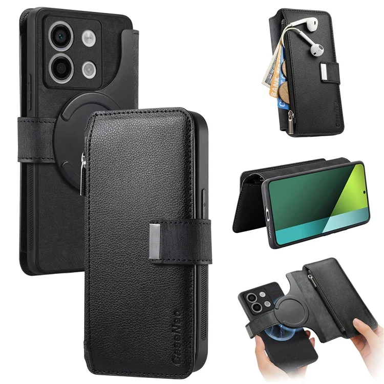 CASENEO MW-02 für Xiaomi Poco X6 5G / Redmi Note 13 Pro 5G Lederhülle mit Mehrfachsteckplätzen - Schwarz