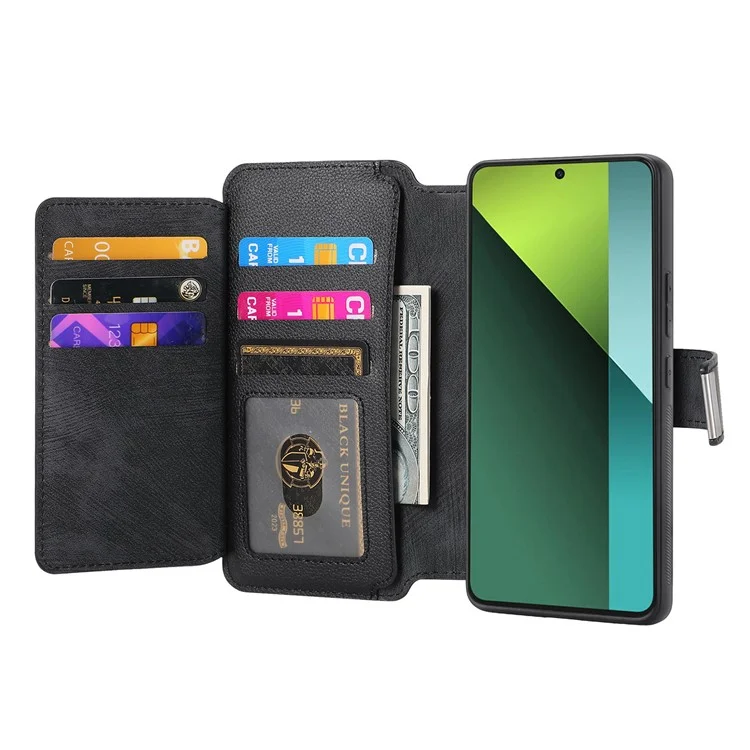 CASENEO MW-02 für Xiaomi Poco X6 5G / Redmi Note 13 Pro 5G Lederhülle mit Mehrfachsteckplätzen - Schwarz