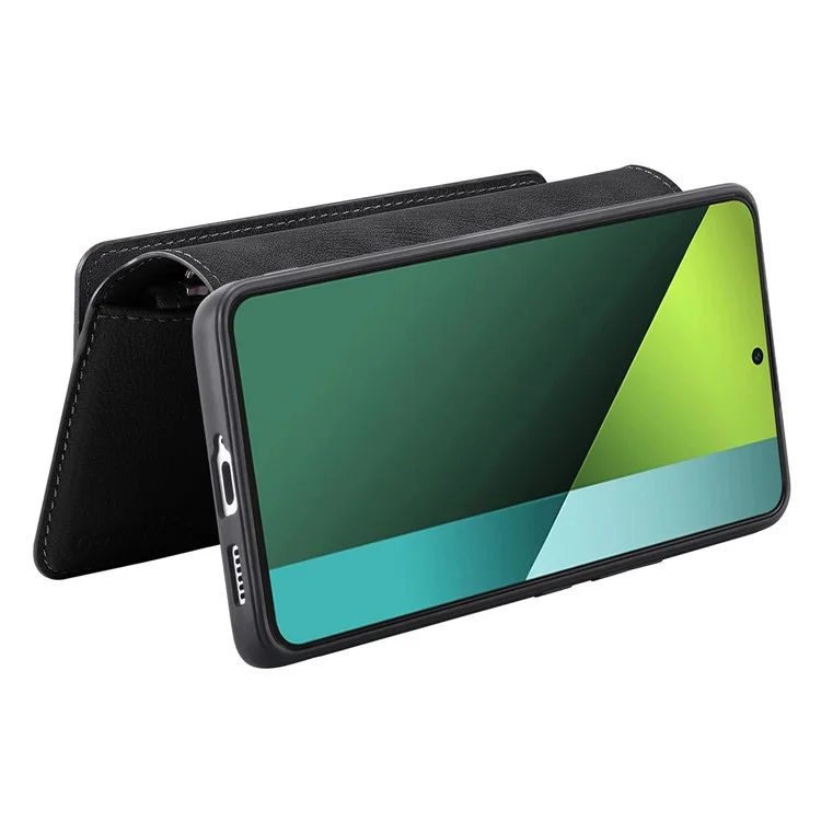 CASENEO MW-02 für Xiaomi Poco X6 5G / Redmi Note 13 Pro 5G Lederhülle mit Mehrfachsteckplätzen - Schwarz