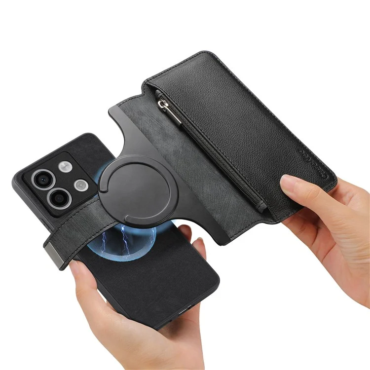 CASENEO MW-02 für Xiaomi Poco X6 5G / Redmi Note 13 Pro 5G Lederhülle mit Mehrfachsteckplätzen - Schwarz