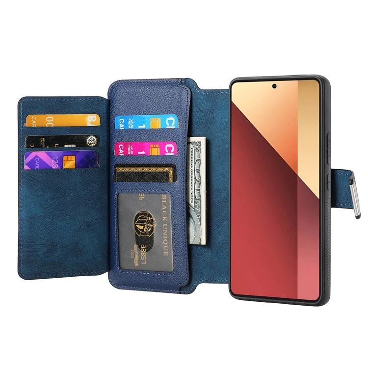 CASENEO MW-02 для Xiaomi Poco M6 Pro 4G / Redmi Note 13 Pro 4G Кожаный чехол Съемная крышка телефона - Темно-синий