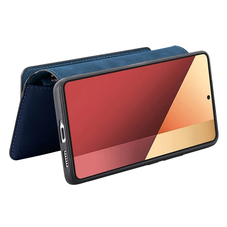 CASENEO MW-02 для Xiaomi Poco M6 Pro 4G / Redmi Note 13 Pro 4G Кожаный чехол Съемная крышка телефона - Темно-синий