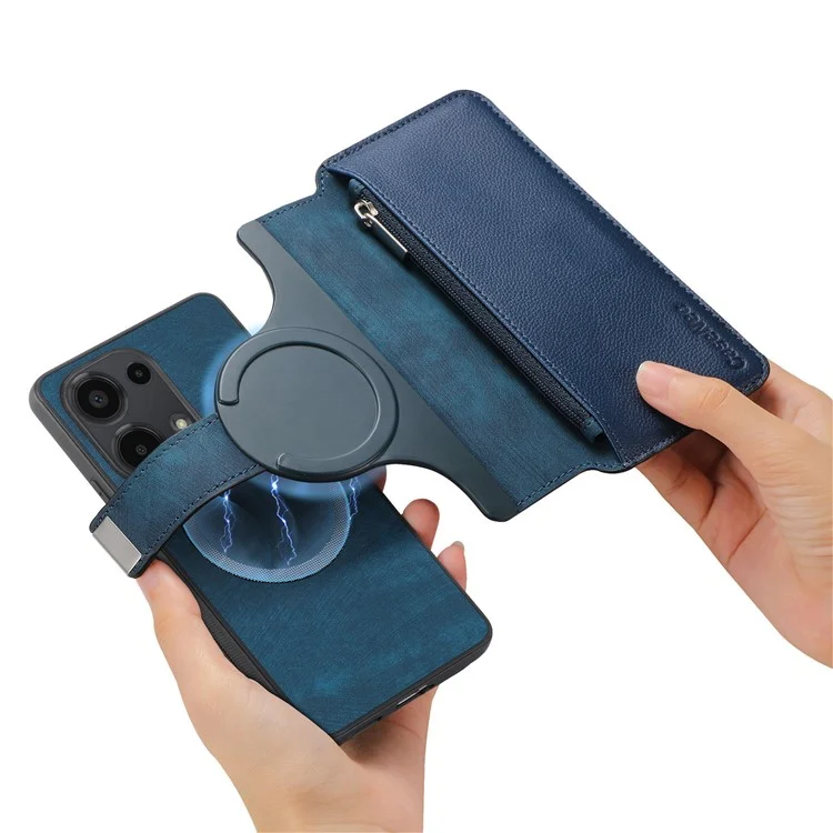 CASENEO MW-02 для Xiaomi Poco M6 Pro 4G / Redmi Note 13 Pro 4G Кожаный чехол Съемная крышка телефона - Темно-синий