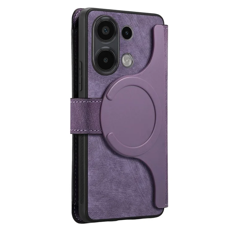 CASENEO MW-02 Para Xiaomi Redmi Note 13 4G Caso Cobertura de Couro Destacável Magnética - Roxo