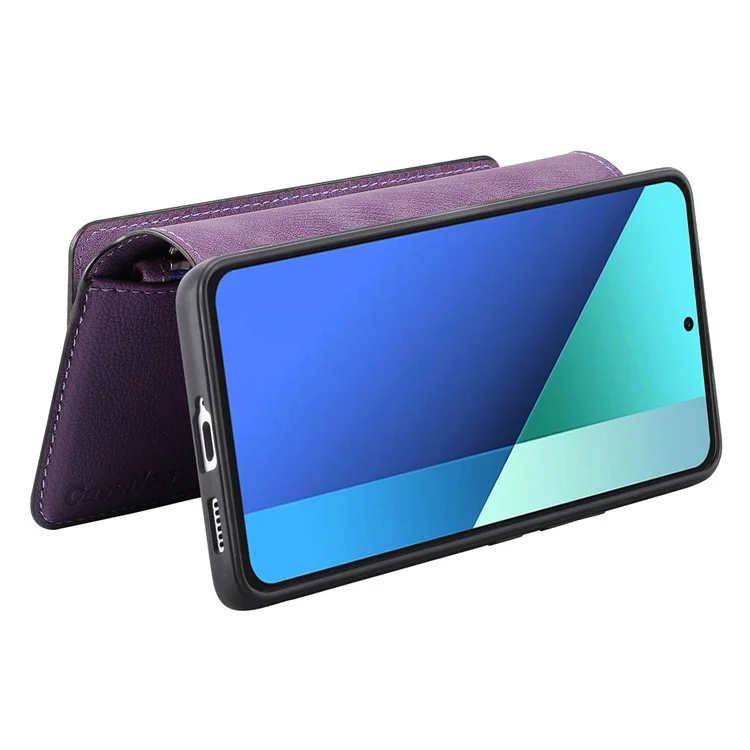 CASENEO MW-02 Para Xiaomi Redmi Note 13 4G Caso Cobertura de Couro Destacável Magnética - Roxo