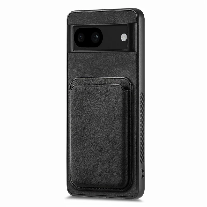 For Google Pixel 8a Case Magnetic Case Leather Back Cover with Detachable Card Holder - Black
