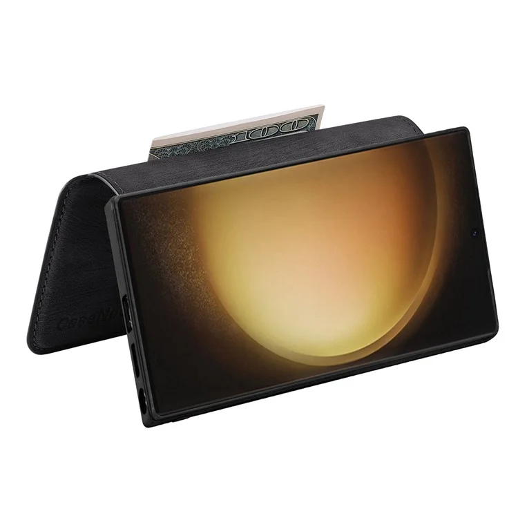 CASENEO MW-03 per Samsung Galaxy S23 Ultra Custodia in pelle con portafoglio e supporto staccabile 2 in 1 - Nero