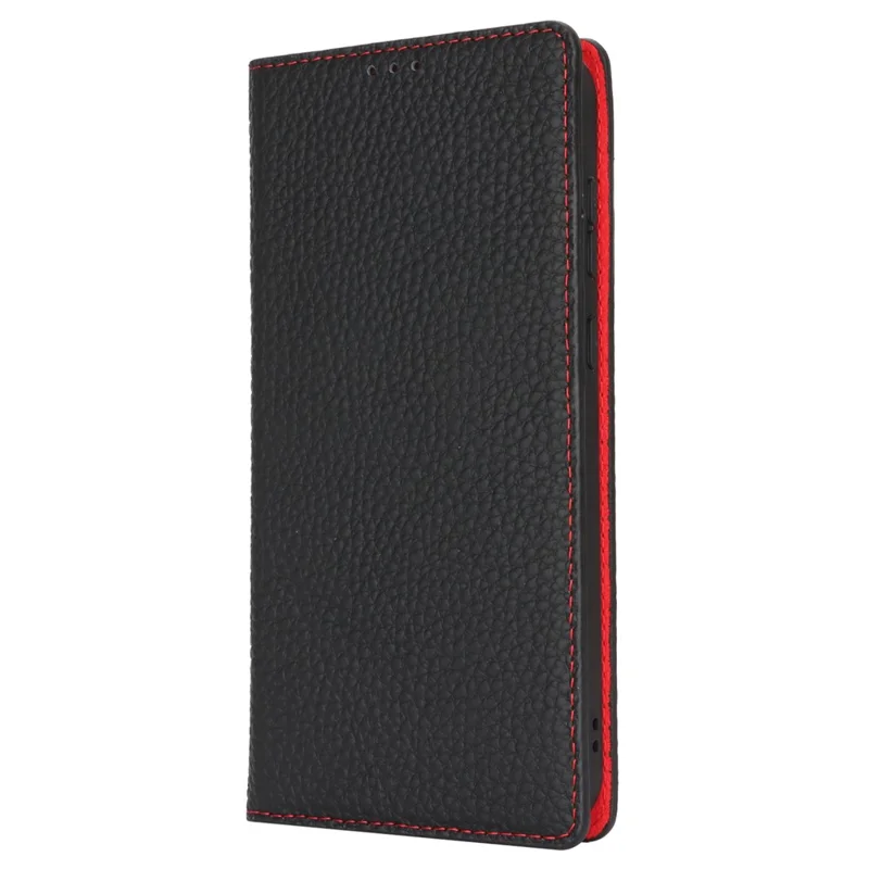 Para Samsung Galaxy A55 5G Wallet Case Genuine Cow Leather Phone Cover Litchi Texture - Blue
