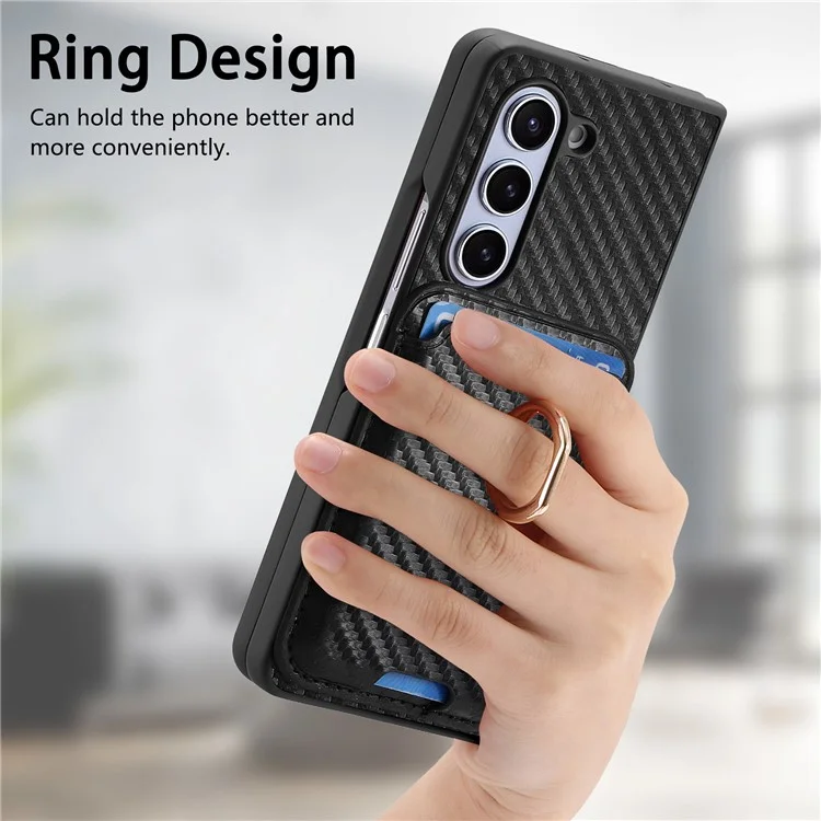 For Samsung Galaxy Z Fold5 5G Case Detachable Card Bag Leather+PC Phone Cover with Screen Film - Black
