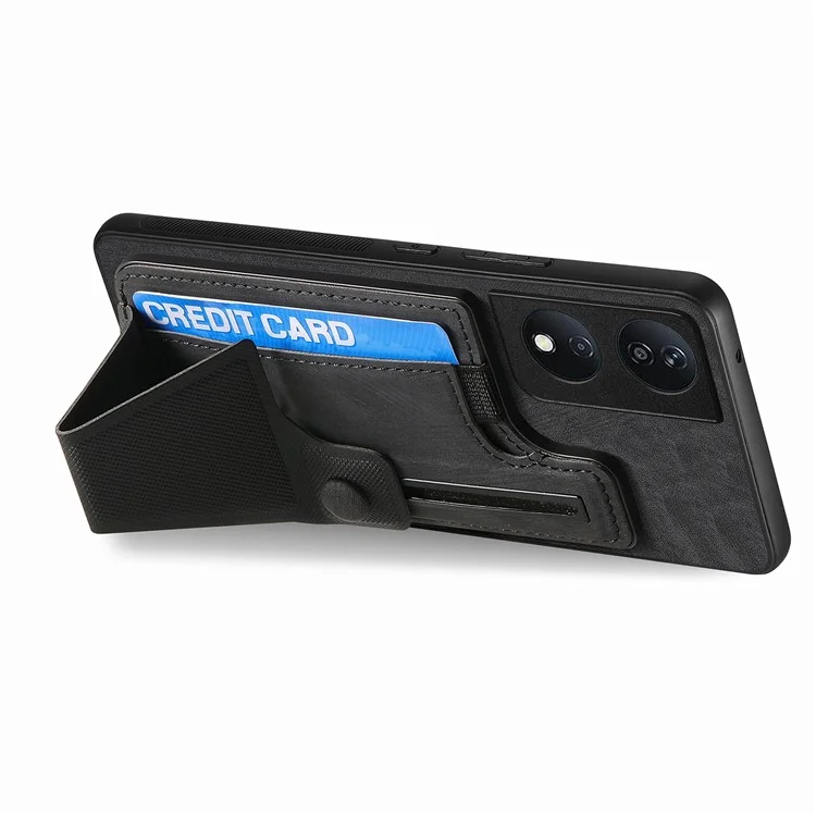 D13 For Honor X7b 4G / 90 Smart Case Retro Leather Back Cover Card Slot Side Kickstand - Marrom