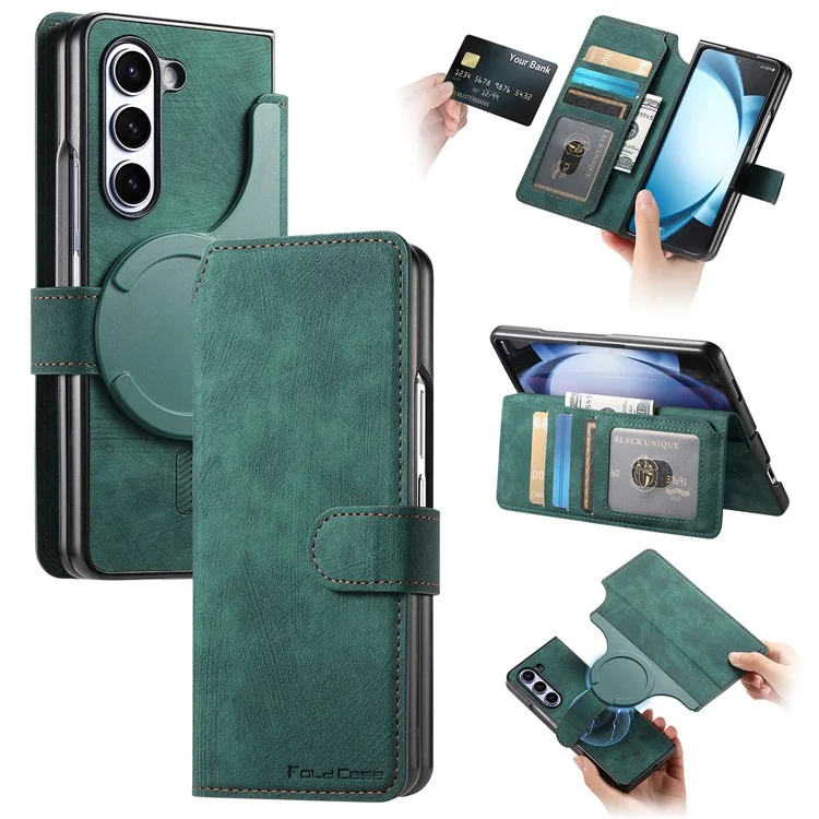 CASENEO Pour Samsung Galaxy Z Fold6 5G Étui en Cuir 2-en-1 à Détachement Magnétique - Vert