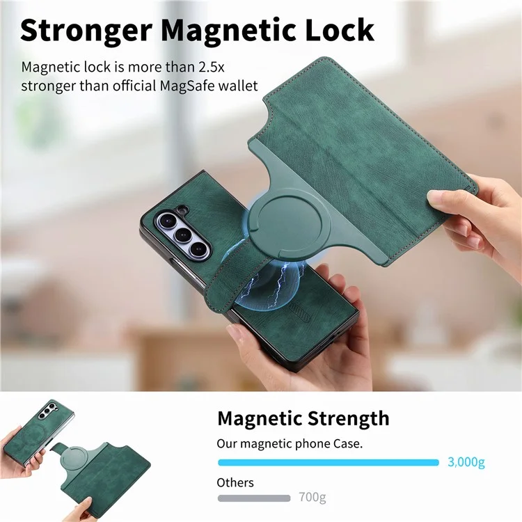 CASENEO Pour Samsung Galaxy Z Fold6 5G Étui en Cuir 2-en-1 à Détachement Magnétique - Vert