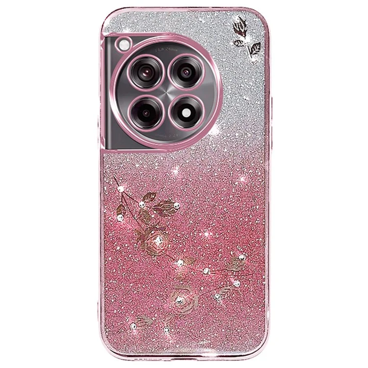 KADEM For OnePlus Ace 3 Pro 5G Funda Flor TPU Flexible Gradiente Funda Teléfono - Oro Rosa