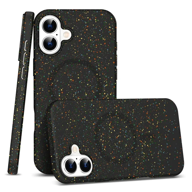 Custodia per iPhone 16 Compatibile con MagSafe Colourful Dot Hard PC Opaca Cover per Telefono - Nero