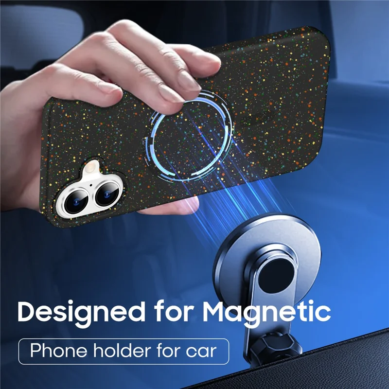 Custodia per iPhone 16 Compatibile con MagSafe Colourful Dot Hard PC Opaca Cover per Telefono - Nero