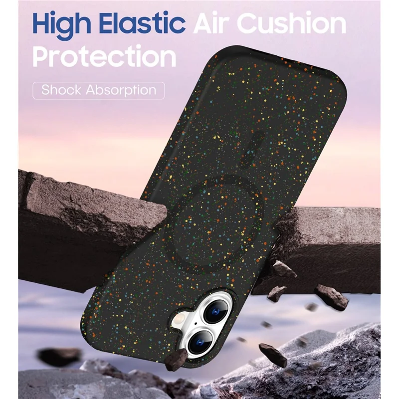 Custodia per iPhone 16 Compatibile con MagSafe Colourful Dot Hard PC Opaca Cover per Telefono - Nero