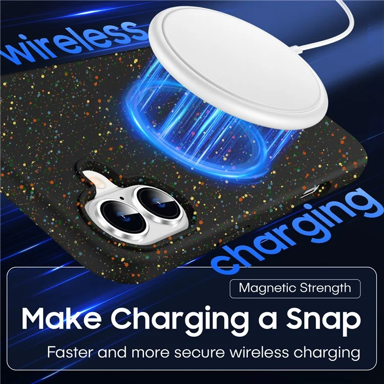 Custodia per iPhone 16 Compatibile con MagSafe Colourful Dot Hard PC Opaca Cover per Telefono - Nero