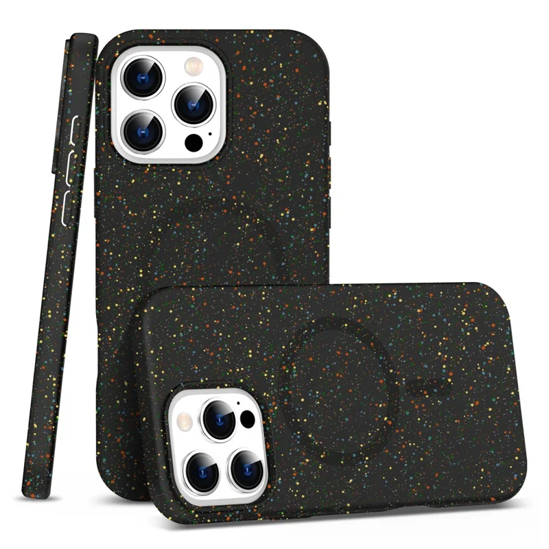 For iPhone 16 Pro Case Kleurrijke Dot Harde PC Matte Telefoonhoes Compatibel met MagSafe - Zwart
