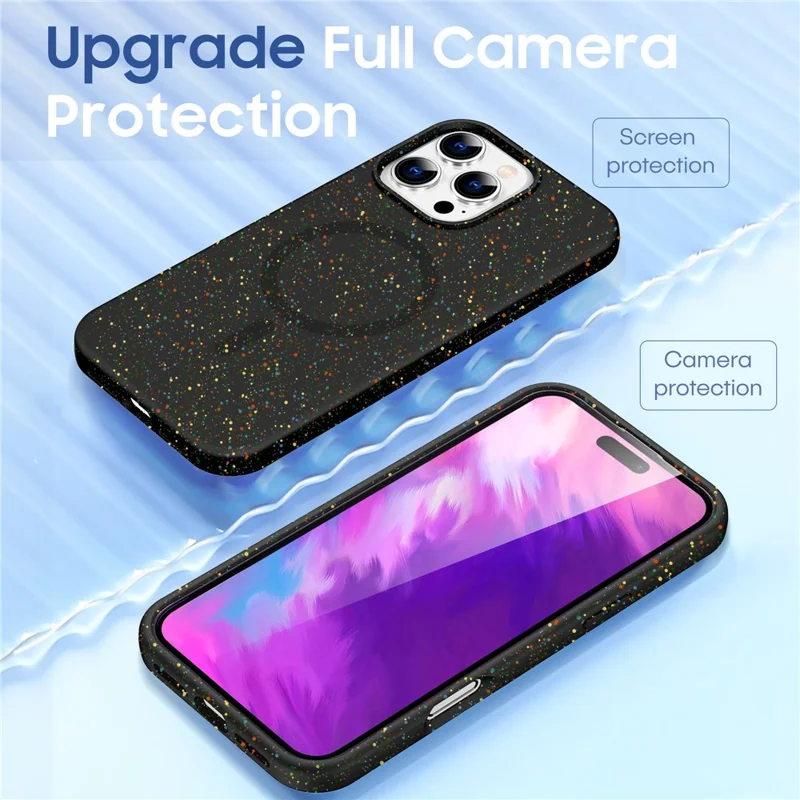 For iPhone 16 Pro Case Kleurrijke Dot Harde PC Matte Telefoonhoes Compatibel met MagSafe - Zwart