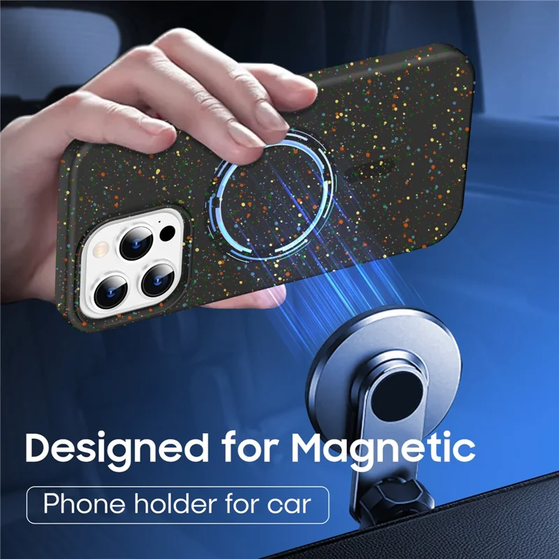 For iPhone 16 Pro Case Kleurrijke Dot Harde PC Matte Telefoonhoes Compatibel met MagSafe - Zwart