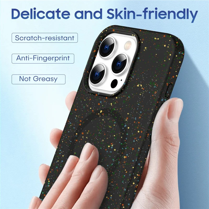 For iPhone 16 Pro Case Kleurrijke Dot Harde PC Matte Telefoonhoes Compatibel met MagSafe - Zwart