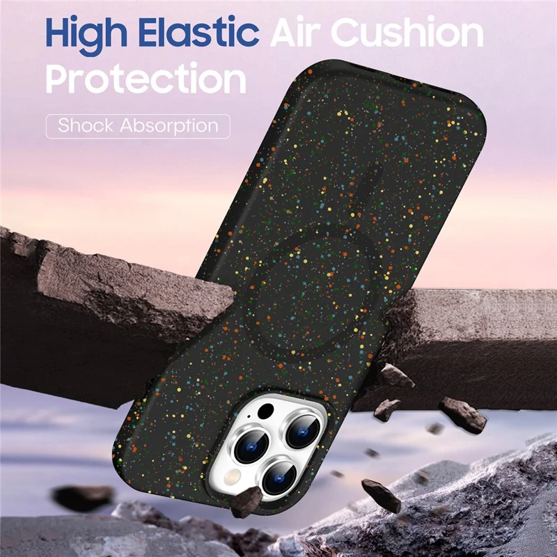 For iPhone 16 Pro Case Kleurrijke Dot Harde PC Matte Telefoonhoes Compatibel met MagSafe - Zwart
