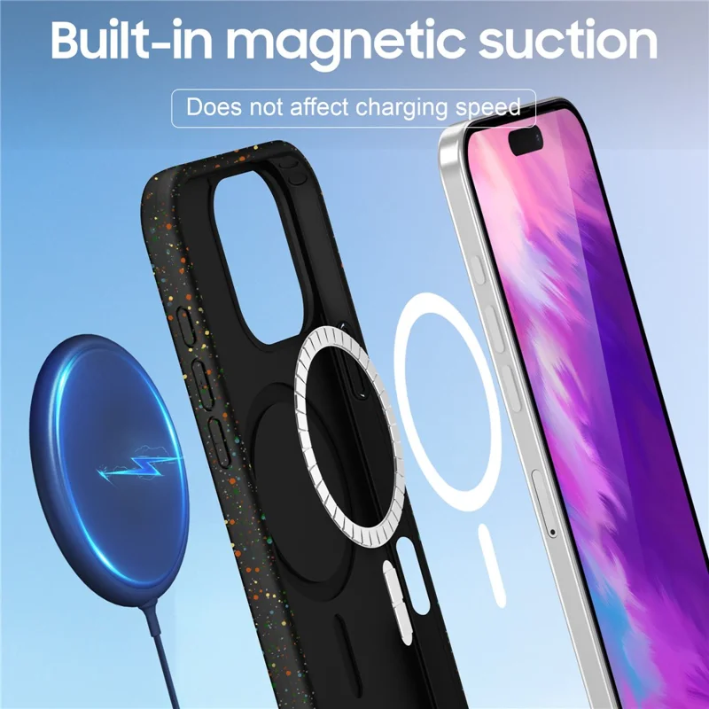 For iPhone 16 Pro Case Kleurrijke Dot Harde PC Matte Telefoonhoes Compatibel met MagSafe - Zwart