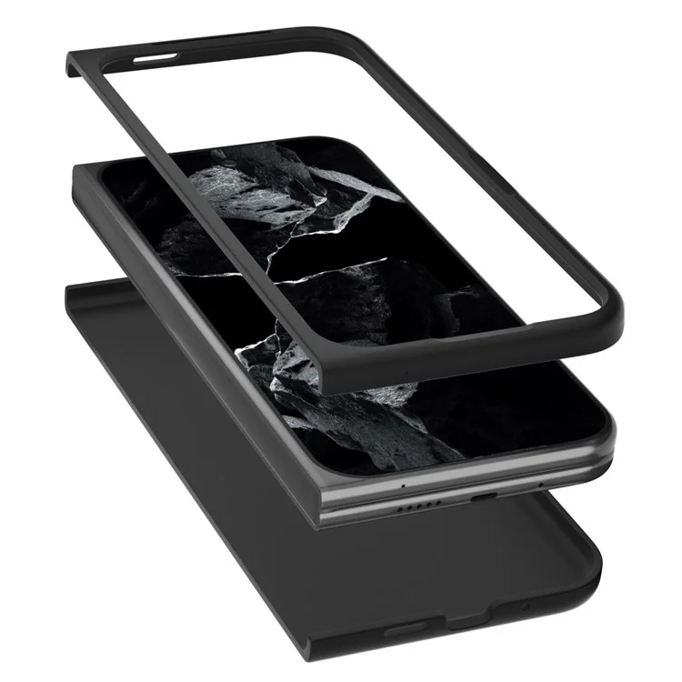 Para Google Pixel 9 Pro Fold 5G Estuche Brillo Cuero+PC Cubierta de teléfono - Rosa