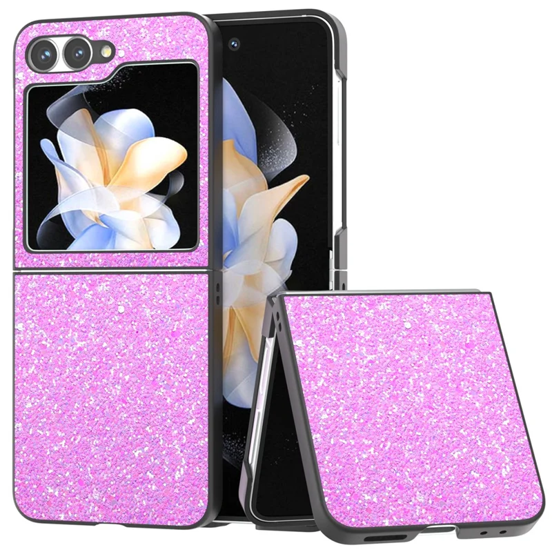 Pour la coque Samsung Galaxy Z Flip6 5G Colored Glitter Leather+PC Shockproof Phone Cover - Rose